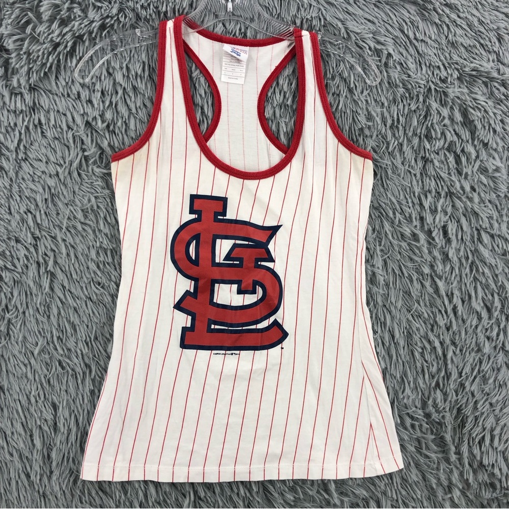 Campus Lifestyle Tank Top Womens Size Small St Louis Cardinals Striped Baseball